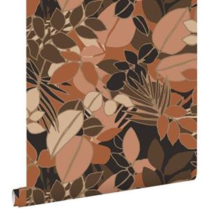 ESTAhome Behang Bladeren Terracotta Roze, Bruin En Zwart - 50 X 900 Cm - 139850