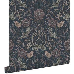 ESTAhome Behang Bloemen En Vogels Donkerblauw En Oudroze - 0.53 X 10.05 M - 139832