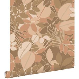 ESTAhome Behang Bladeren Donker Beige En Terracotta Roze - 50 X 900 Cm - 139847