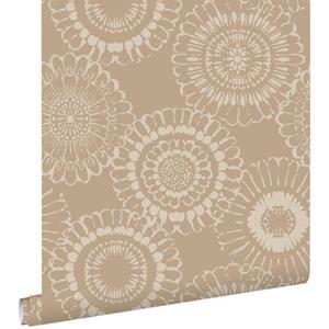 ESTAhome Behang Bloemen Donker Beige - 50 X 900 Cm - 139823