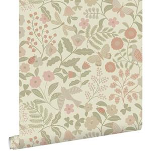 ESTAhome Behang Bloemen En Vogels Groen En Roze - 50 X 900 Cm - 139869