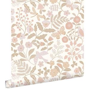 ESTAhome Behang Bloemen En Vogels Wit, Beige En Zacht Roze - 0.53 X 10.05 M - 139866