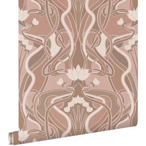 ESTAhome Behang Vintage Bloemen In Art Nouveau Stijl Oudroze - 50 X 900 Cm - 139895