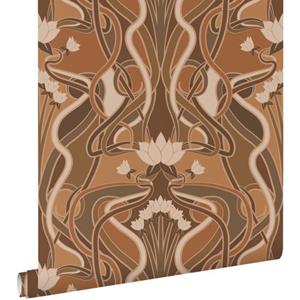 ESTAhome Behang Vintage Bloemen In Art Nouveau Stijl Terracotta Bruin - 50 X 900 Cm