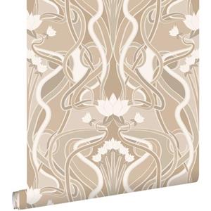 ESTAhome Behang Vintage Bloemen In Art Nouveau Stijl Zand Beige - 50 X 900 Cm