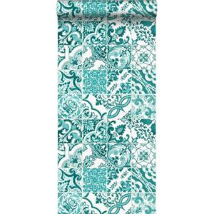 ESTAhome Behang Tegelmotief Turquoise - 53 Cm X 10,05 M - 148635