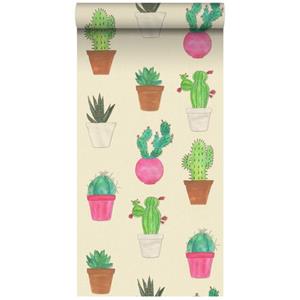 ESTAhome Xxl Behang Cactussen Groen, Roze En Beige - 50 X 900 Cm - 158604