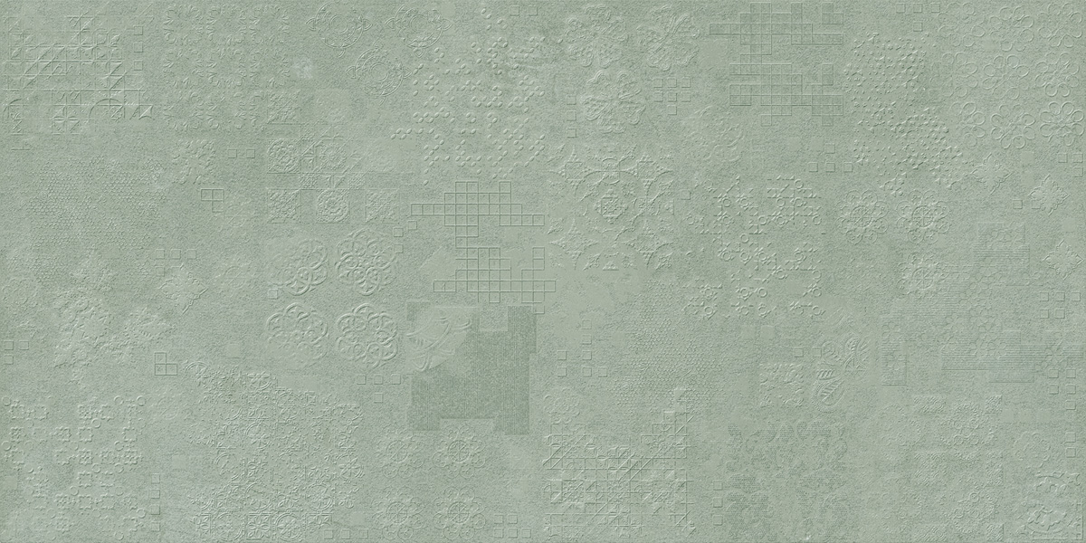 Jabo Tegelsample:  Beton Cire Bercy Salvia wandtegel reliëf groen 60x120cm gerectificeerd