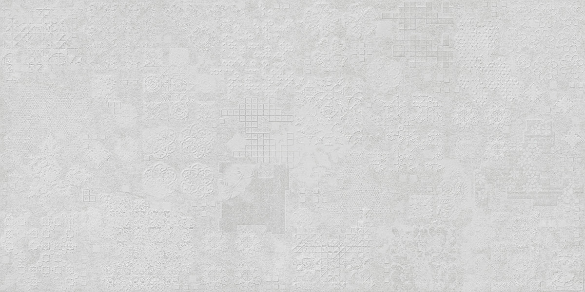 Jabo Tegelsample:  Beton Cire Bercy Bianco wandtegel reliëf wit 60x120cm gerectificeerd