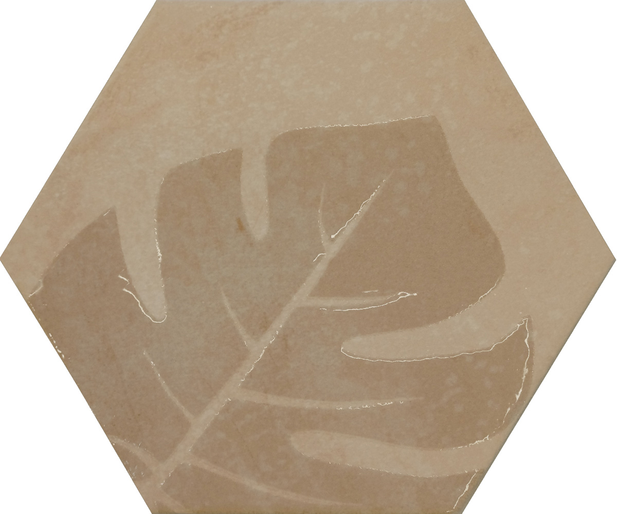 Jabo Tegelsample:  Beton Cire Bercy Nude vloertegel met blad hexagon beige 20x24cm