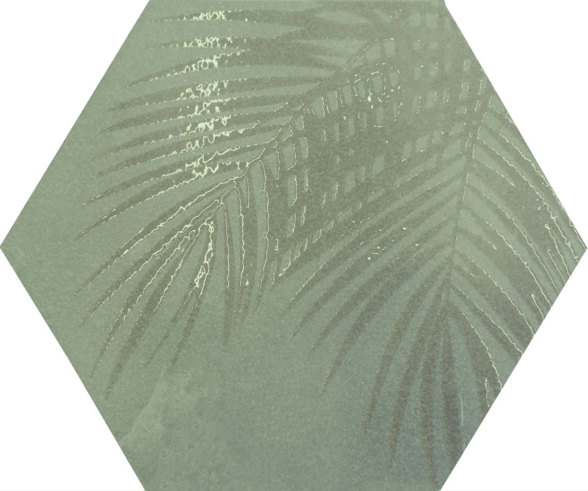 Jabo Tegelsample:  Beton Cire Bercy Salvia vloertegel met blad hexagon groen 20x24cm