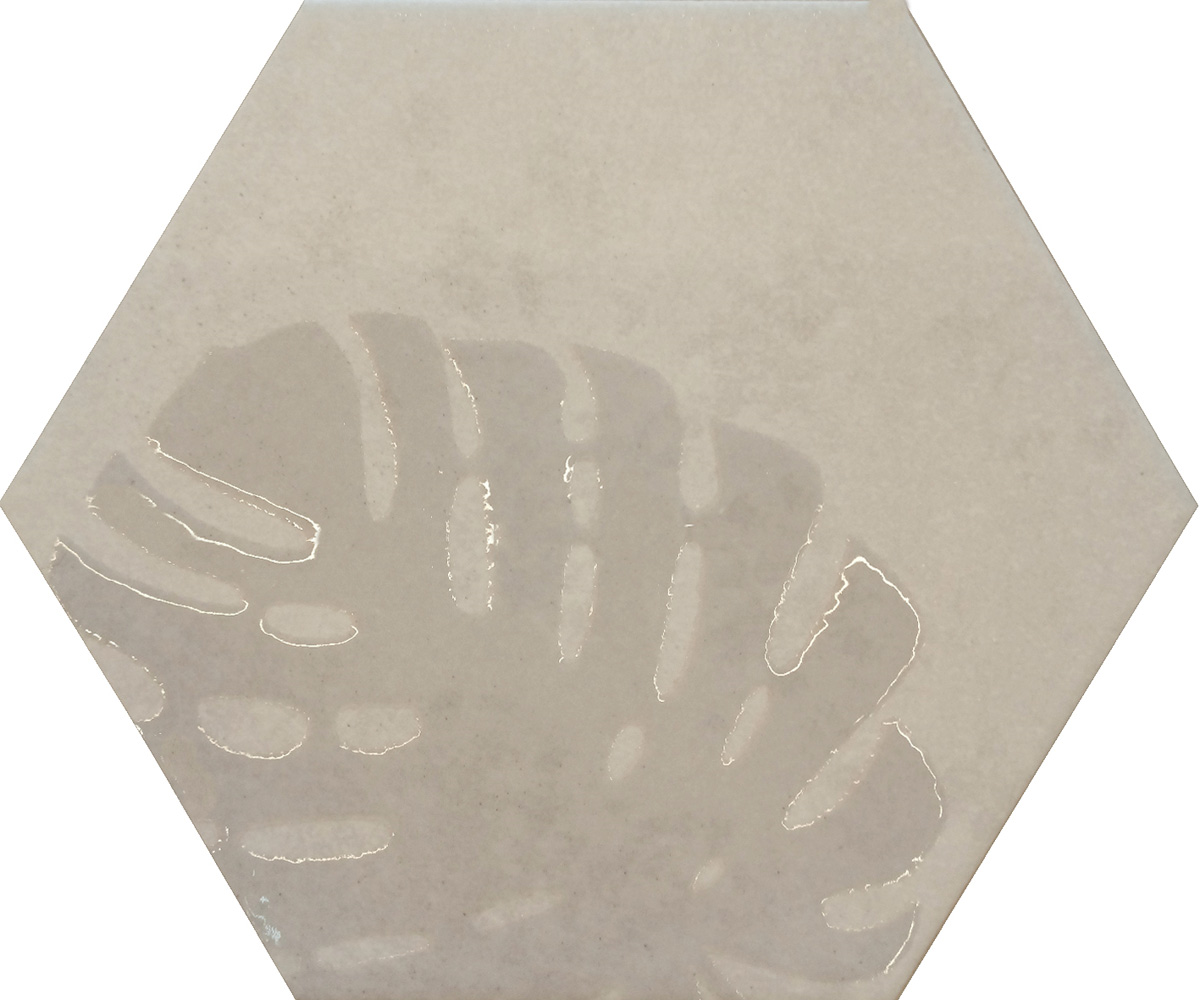 Jabo Tegelsample:  Beton Cire Bercy Bianco vloertegel met blad hexagon wit 20x24cm