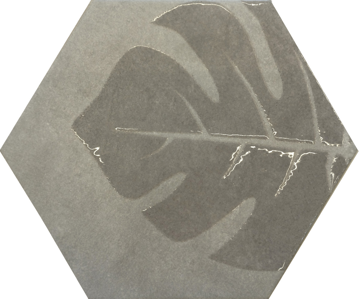 Jabo Tegelsample:  Beton Cire Bercy Grigio vloertegel met blad hexagon grijs 20x24cm