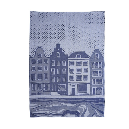 Heinen Delftsblauw Heinen Delfts Blauw Theedoek Huisjes