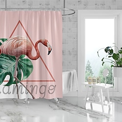 Light in the box zomerbladeren flamingo print douchegordijn, moderne machine wasbare waterdichte polyester stof voor badkamer decor badkuip met 12 haken