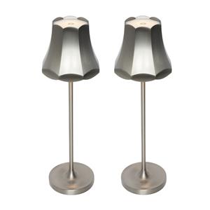 QAZQA Set van 2 retro tafellampen gunmetal oplaadbaar IP44 - Granny