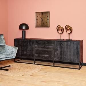 Het Steigerhouthuis Dressoir Denver Black 210 cm | Mangohout en staal