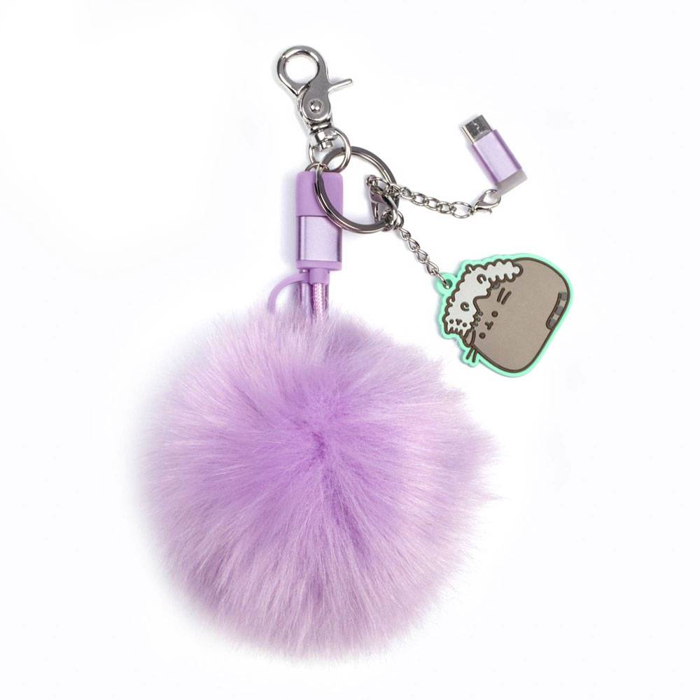 Thumbs Up Pusheen USB Charging Cable 3in1 with Keychain Pom Pom