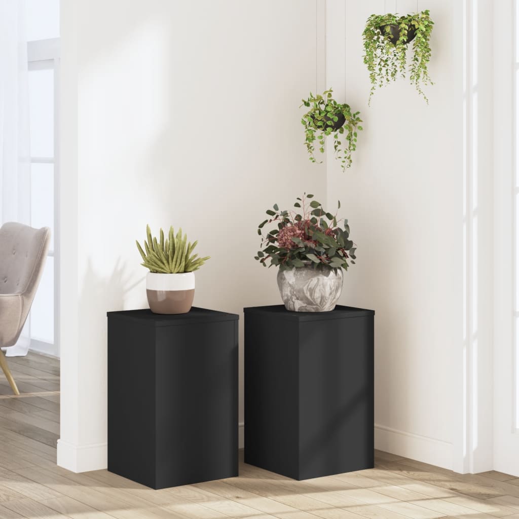 VidaXL Plantenstandaards 2 st 30x30x50 cm bewerkt hout zwart