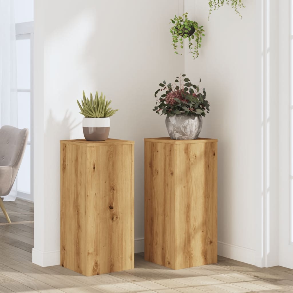 VidaXL Plantenstandaards 2 st 30x30x70 cm hout artisanaal eiken