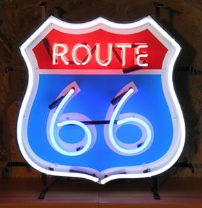 Fiftiesstore Route 66 Neon Met Achterplaat 48 X 50 cm