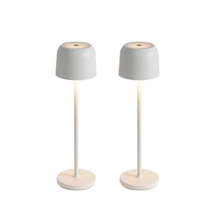 QAZQA Set van 2 tafellampen mushroom off white incl. laadstation - Raika