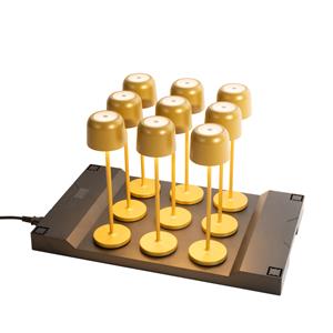 QAZQA Set van 9 tafellampen mushroom goud incl. laadstation - Raika