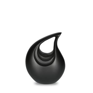 Urnwebshop Kleine Elegance Teardrop Urn, geheel Matzwart (1.2 liter)