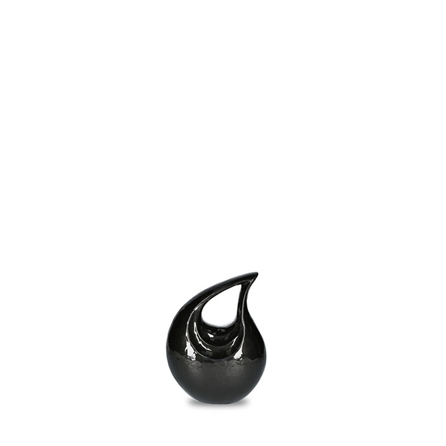 Urnwebshop Mini Elegance Teardrop Urn, geheel Pearl Zwart (0.02 liter)