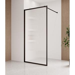 Badplaats Douchewand Georgia 80 X 200 Cm - Zwart - Geribbeld Glas Met Nano Coating