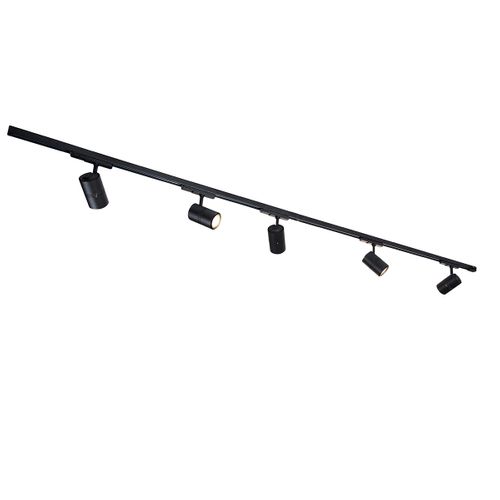 QAZQA Railsysteem Zwart Incl. Led Dimbaar 5-lichts 3-fase Links - Ruler 38