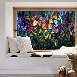 Light in the box Statische raamfolie met bloemenkleurige kleur - verwijderbare pvc-glassticker voor raamdecoratie