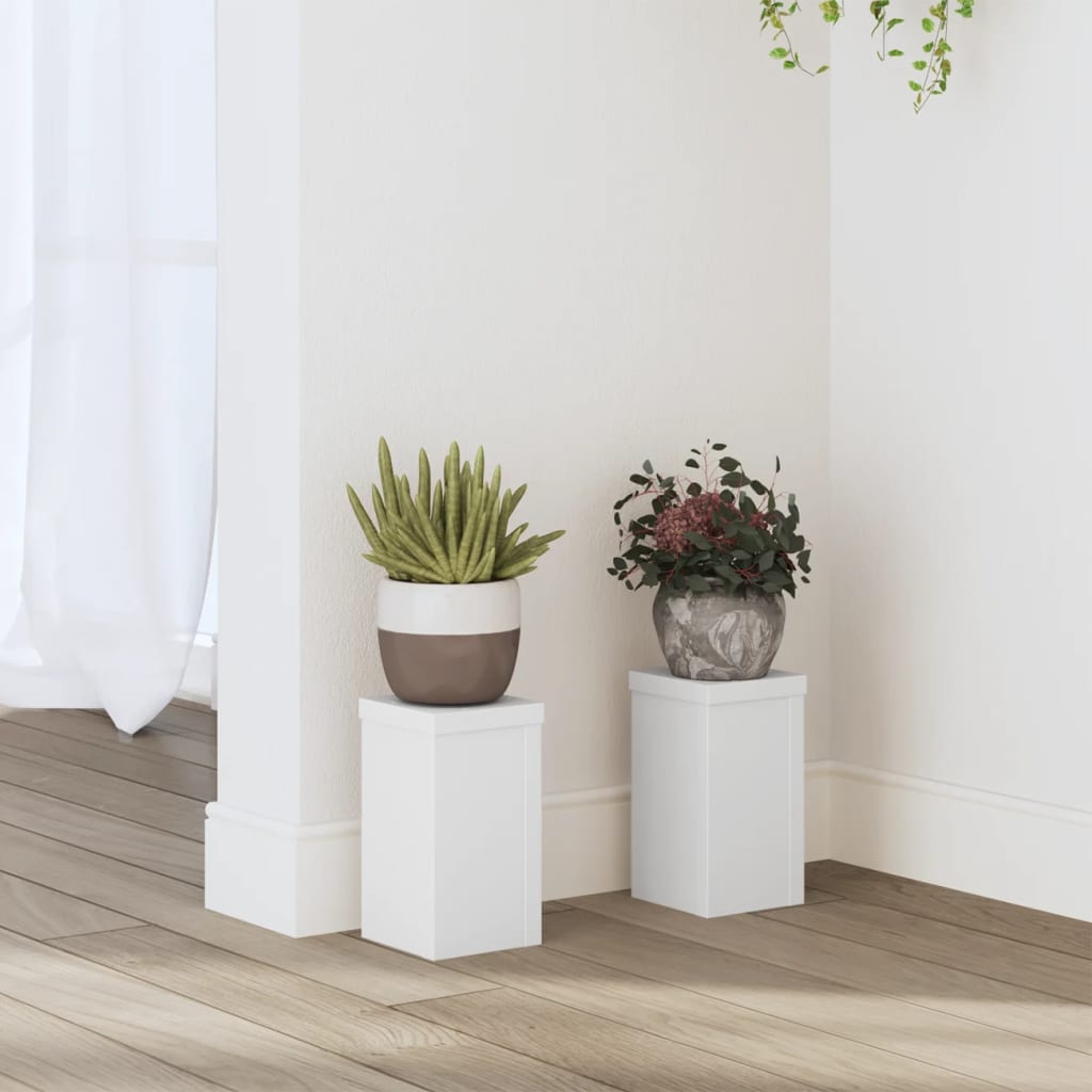 VidaXL Plantenstandaards 2 st 10x10x18 cm bewerkt hout wit