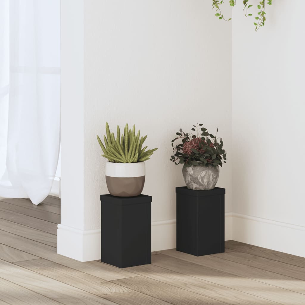 VidaXL Plantenstandaards 2 st 10x10x18 cm bewerkt hout zwart