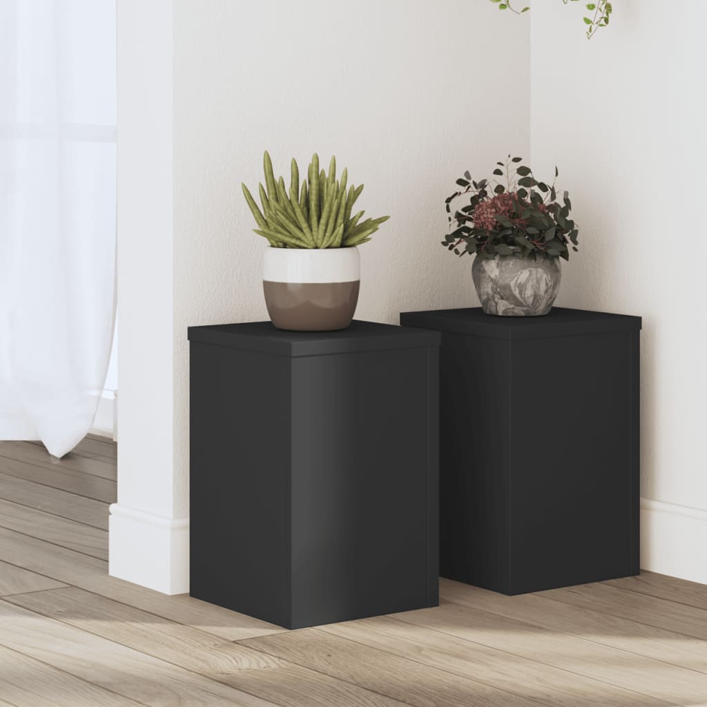 VidaXL Plantenstandaards 2 st 20x20x30 cm bewerkt hout zwart