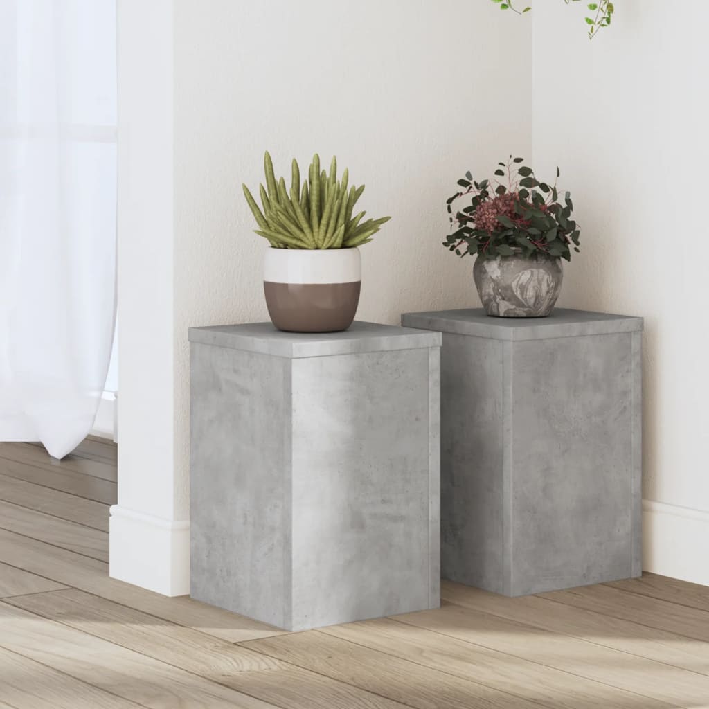 VidaXL Plantenstandaards 2 st 20x20x30 cm bewerkt hout betongrijs