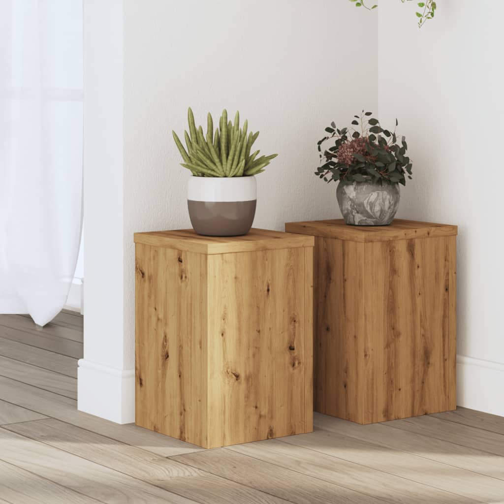 VidaXL Plantenstandaards 2 st 20x20x30 cm hout artisanaal eiken