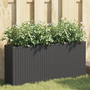 VidaXL Plantenbak met 2 potten 90x20x40 cm poly rattan zwart