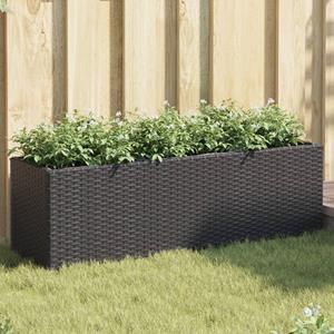 VidaXL Plantenbak met 3 potten 105x30x32 cm poly rattan zwart