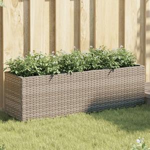 VidaXL Plantenbak met 3 potten 105x30x32 cm poly rattan grijs