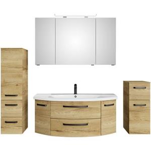 Saphir Badmeubelset Serie 4010 4-teilig Keramik-Waschtisch mit LED-Spiegelschrank (set)