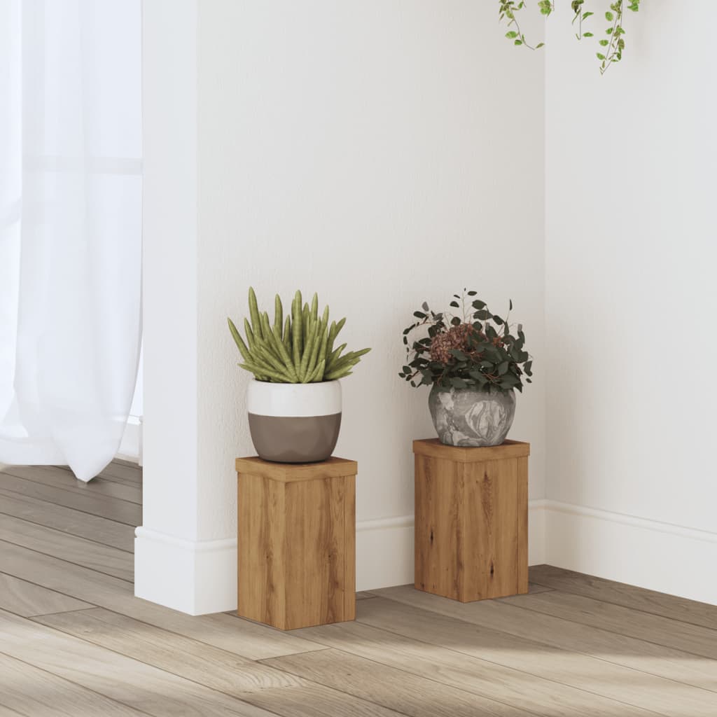 VidaXL Plantenstandaards 2 st 10x10x18 cm hout artisanaal eiken