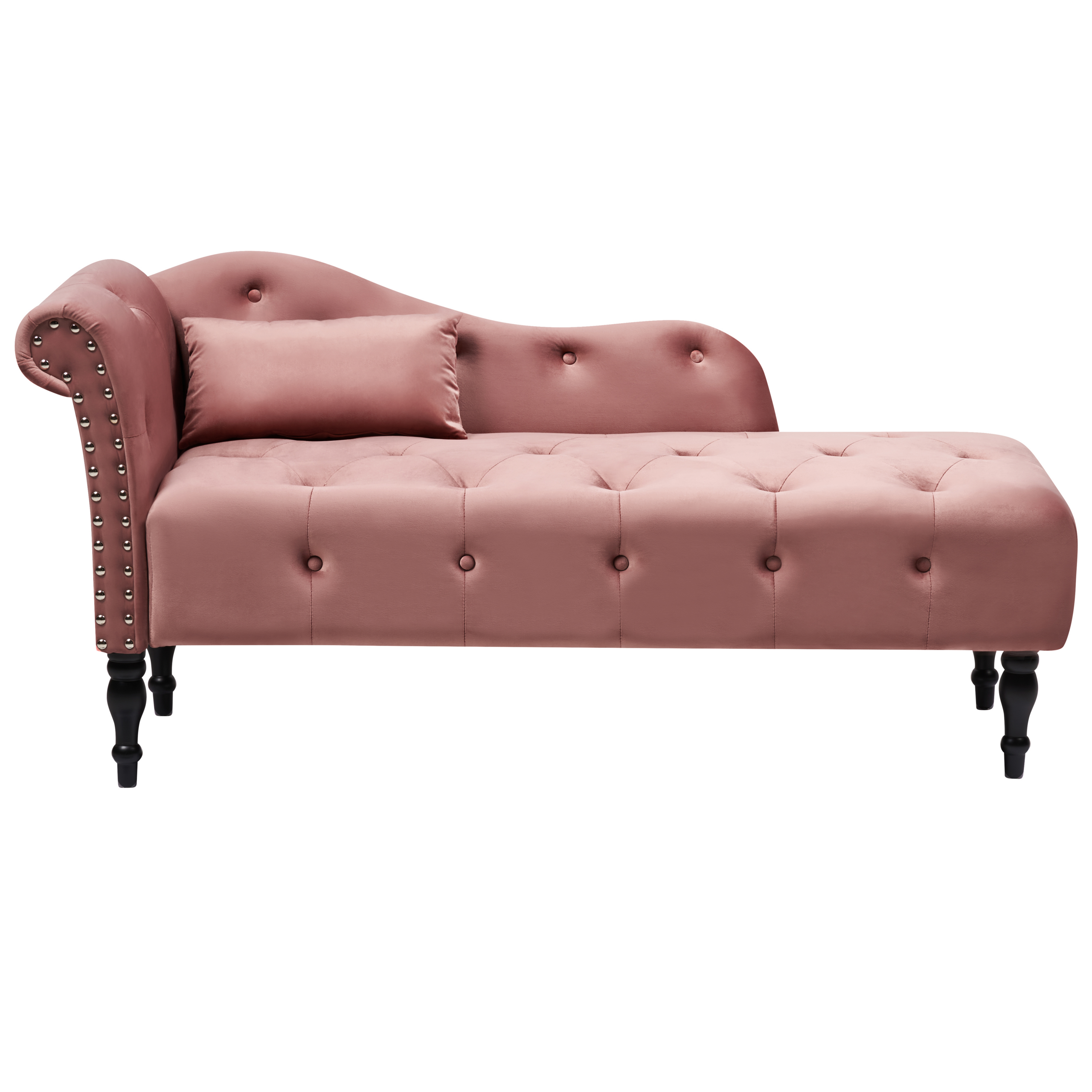 BELIANI Chaise longue fluweel roze linkszijdig IVRY