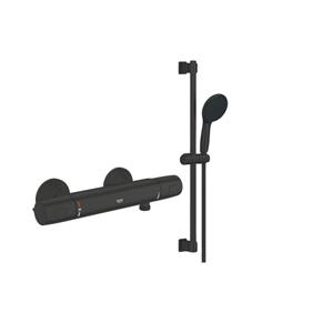 Grohe Precision Trend QuickFix Douchekraan - thermostatisch - met glijstangset - HOH 15cm - matte black (zwart) SW1126344 / SW1126516