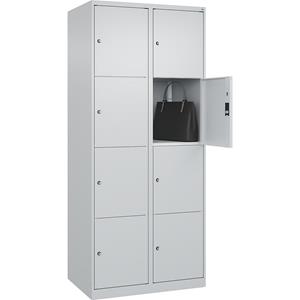 C+P Lockerkast Classic PLUS, 2 compartimenten, lichtgrijs, b = 800 mm, 8 vakken, met voetdoppen