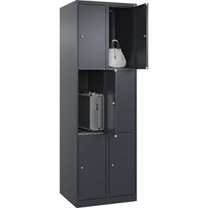 C+P Lockerkast Classic PLUS, 2 compartimenten, grijs, b = 600 mm, 6 vakken, met voetdoppen