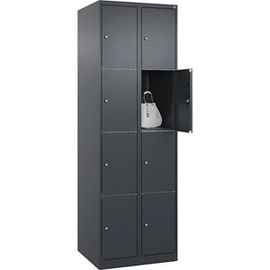 C+P Lockerkast Classic PLUS, 2 compartimenten, grijs, b = 600 mm, 8 vakken, met voetdoppen