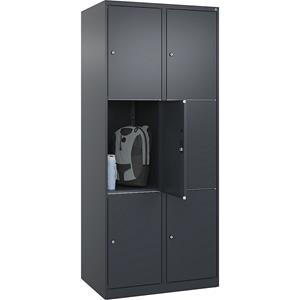 C+P Lockerkast Classic PLUS, 2 compartimenten, grijs, b = 800 mm, 6 vakken, met voetdoppen