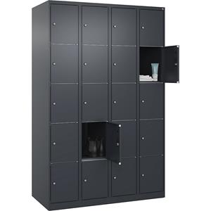 C+P Lockerkast Classic PLUS, 4 compartimenten, grijs, b = 1200 mm, 20 vakken, met voetdoppen