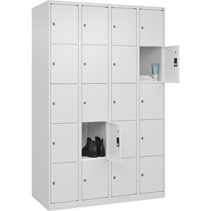 C+P Lockerkast Classic PLUS, 4 compartimenten, verkeerswit, b = 1200 mm, 20 vakken, met voetdoppen